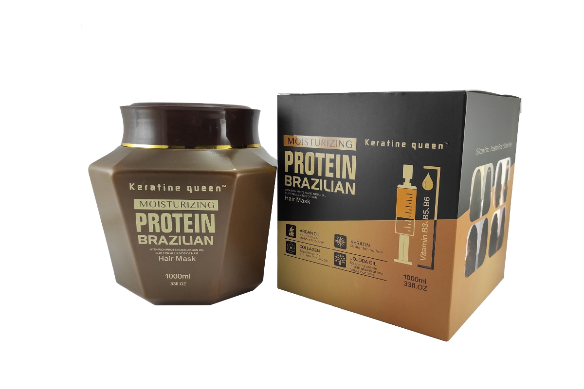ماسک موی فری سولفات پروتئین برزیلی برند کراتین کویین با حجم 1000 میلی‌لیتر