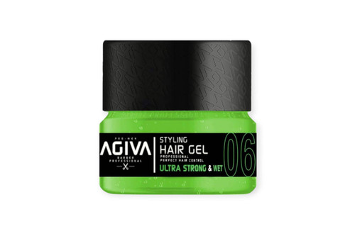 ژل حالت دهنده مو کاسه ای آگیوا (Agiva) شماره 06 مدل اولترا استرانگ اند وت (Ultra Strong & Wet) حجم 200gr