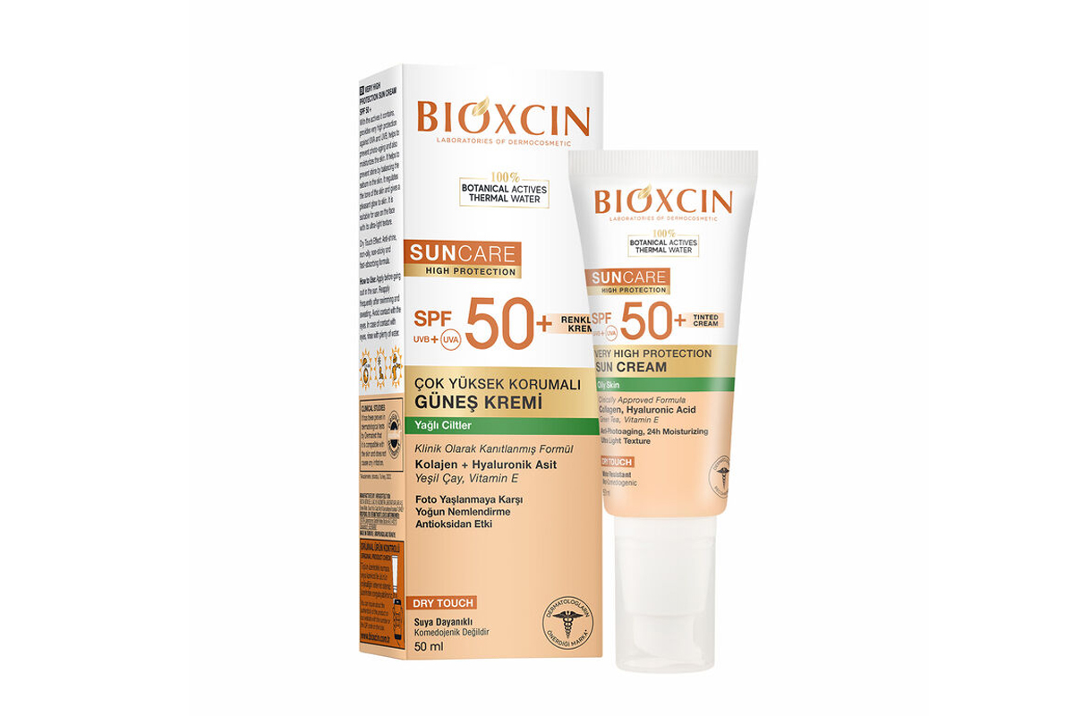 ضد آفتاب رنگی بیوکسین (Bioxcin) با SPF50  مناسب پوست چرب حجم 50ml