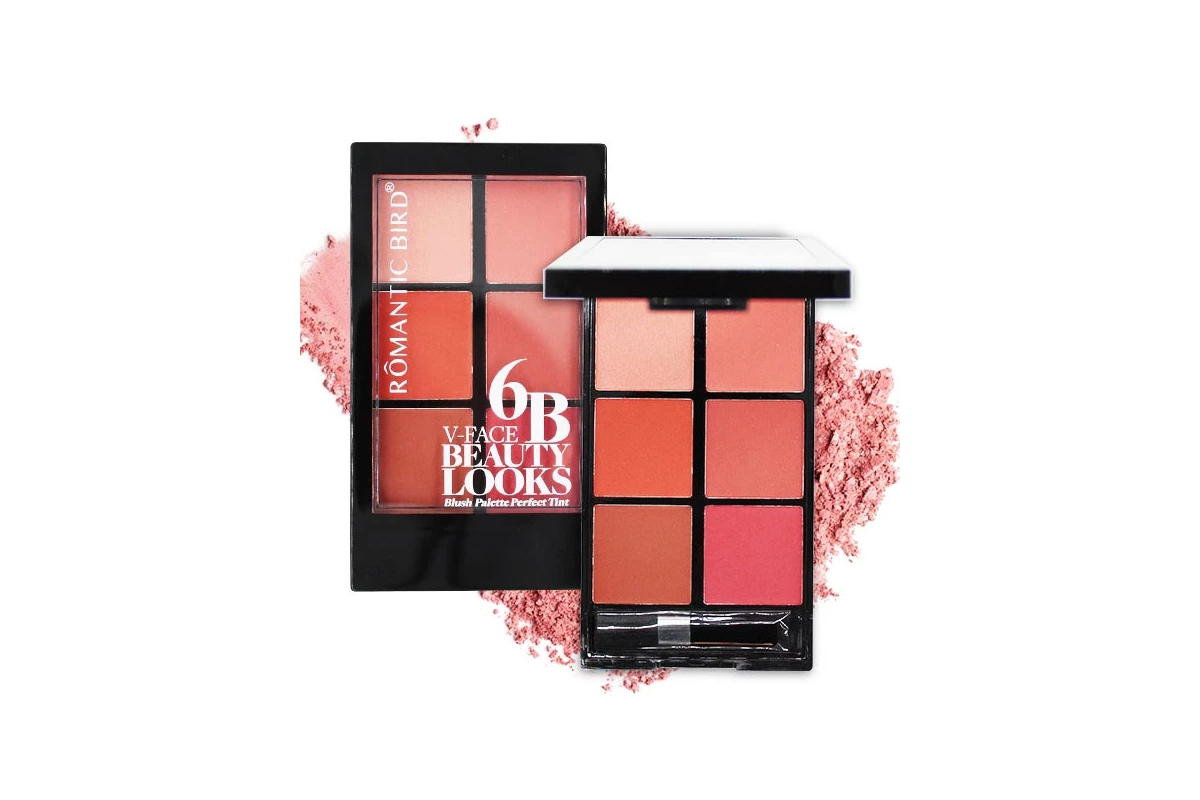 پالت رژگونه شش رنگ رمانتیک برد مدل 6B V-Face Beauty Looks Blush Palette Perfect Tint کدC
