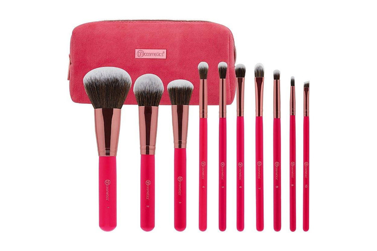 ست براش ۱۰ تکه بامبشل بیوتی (Bombshell Beauty) بی اچ کازمتیکس (BH Cosmetics) همراه با کیف پارچه ای