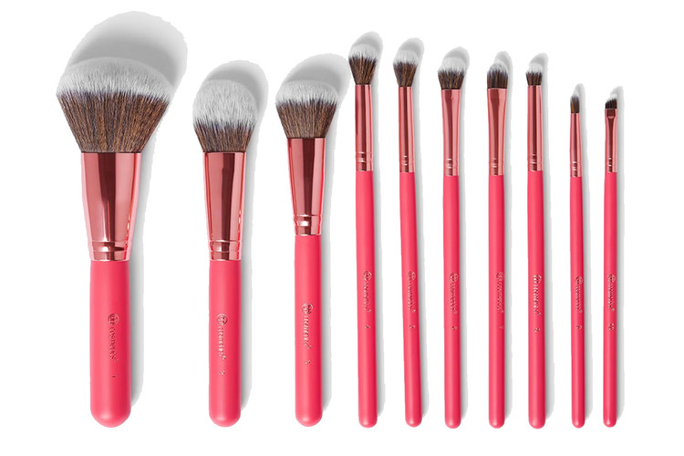 ست براش ۱۰ تکه بامبشل بیوتی (Bombshell Beauty) بی اچ کازمتیکس (BH Cosmetics) همراه با کیف پارچه ای