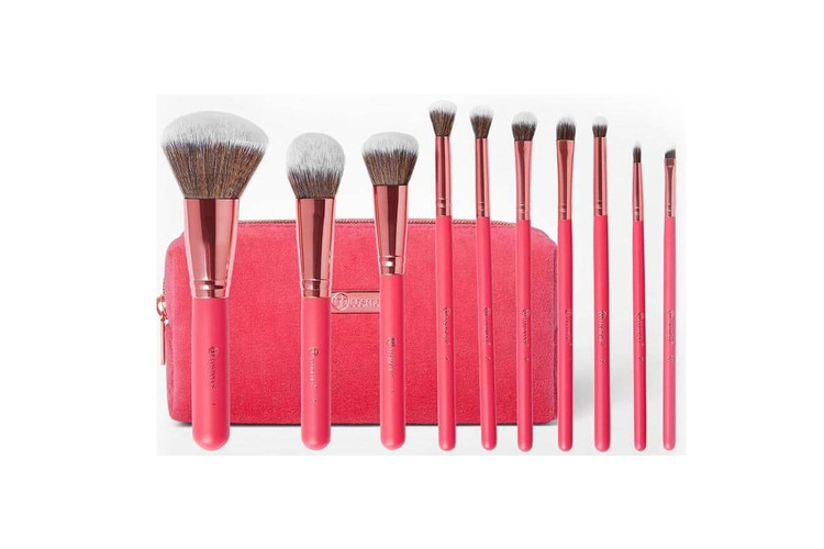 ست براش ۱۰ تکه بامبشل بیوتی (Bombshell Beauty) بی اچ کازمتیکس (BH Cosmetics) همراه با کیف پارچه ای