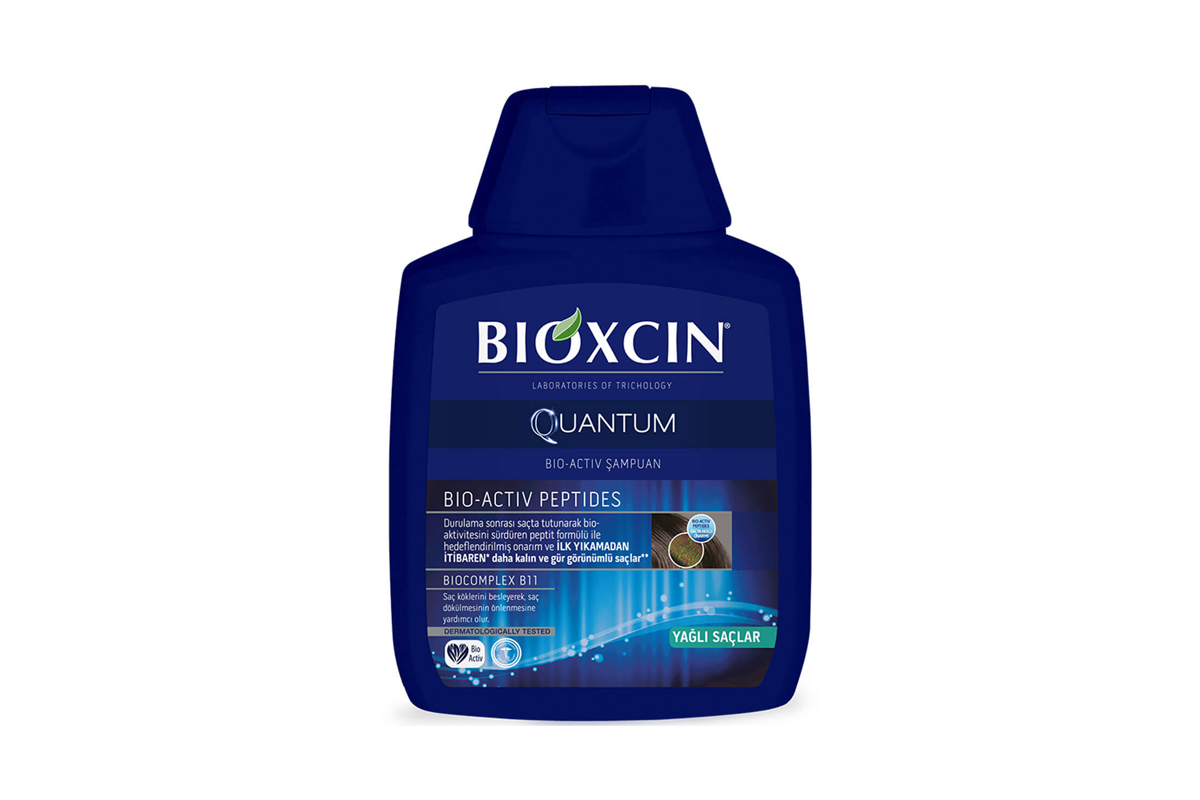 شامپو ضد ریزش مو (آبی رنگ) بیوکسین مدل کوانتوم مناسب موهای چرب حجم 300ml