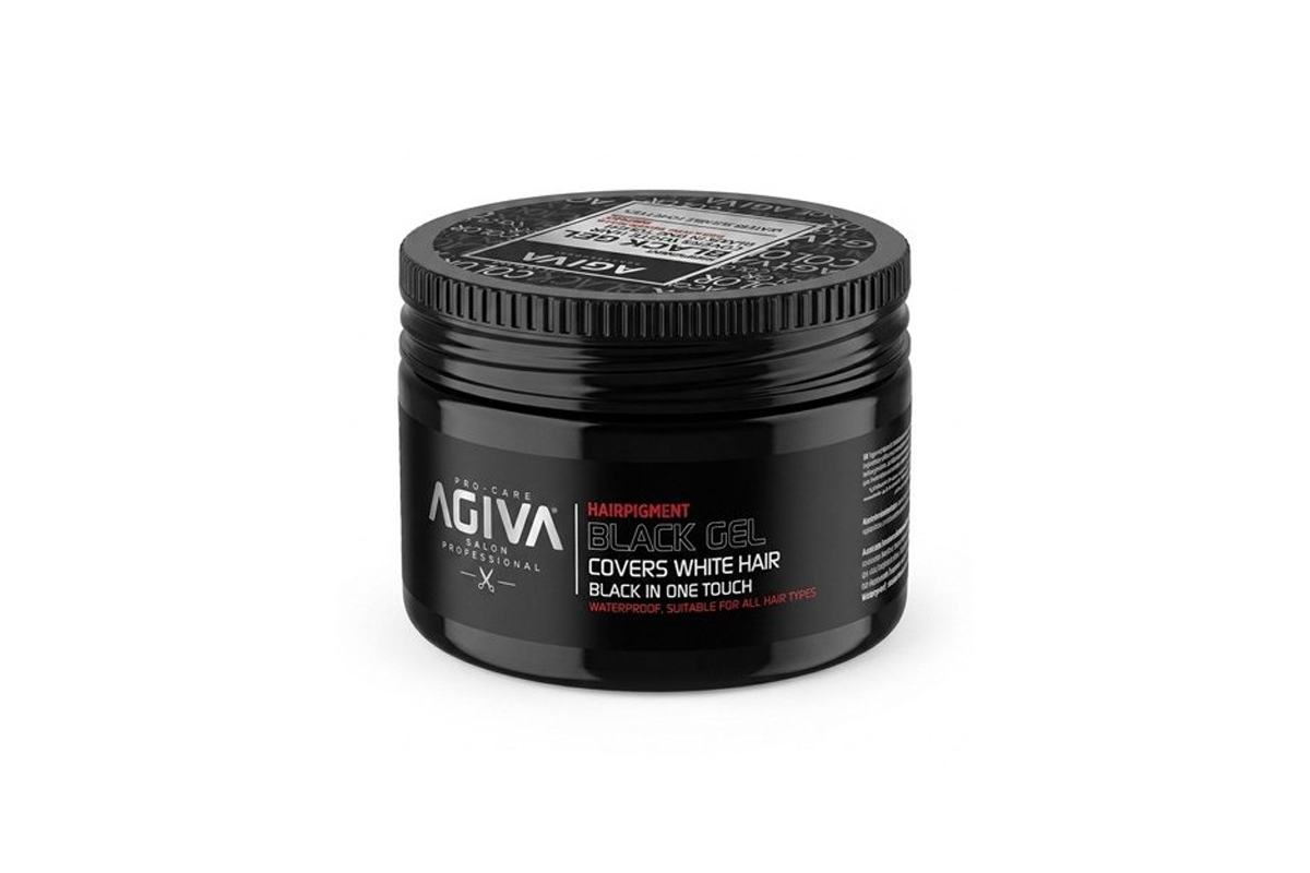 ژل حالت دهنده قوی و پوشش دهنده موهای سفید کاسه ای آگیوا (Agiva) مدل BLACK GEL حجم 250ml