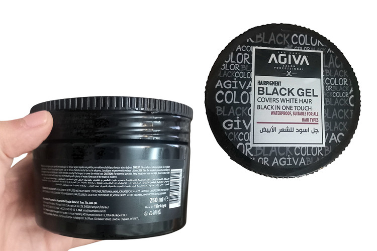 ژل حالت دهنده قوی و پوشش دهنده موهای سفید کاسه ای آگیوا (Agiva) مدل BLACK GEL حجم 250ml