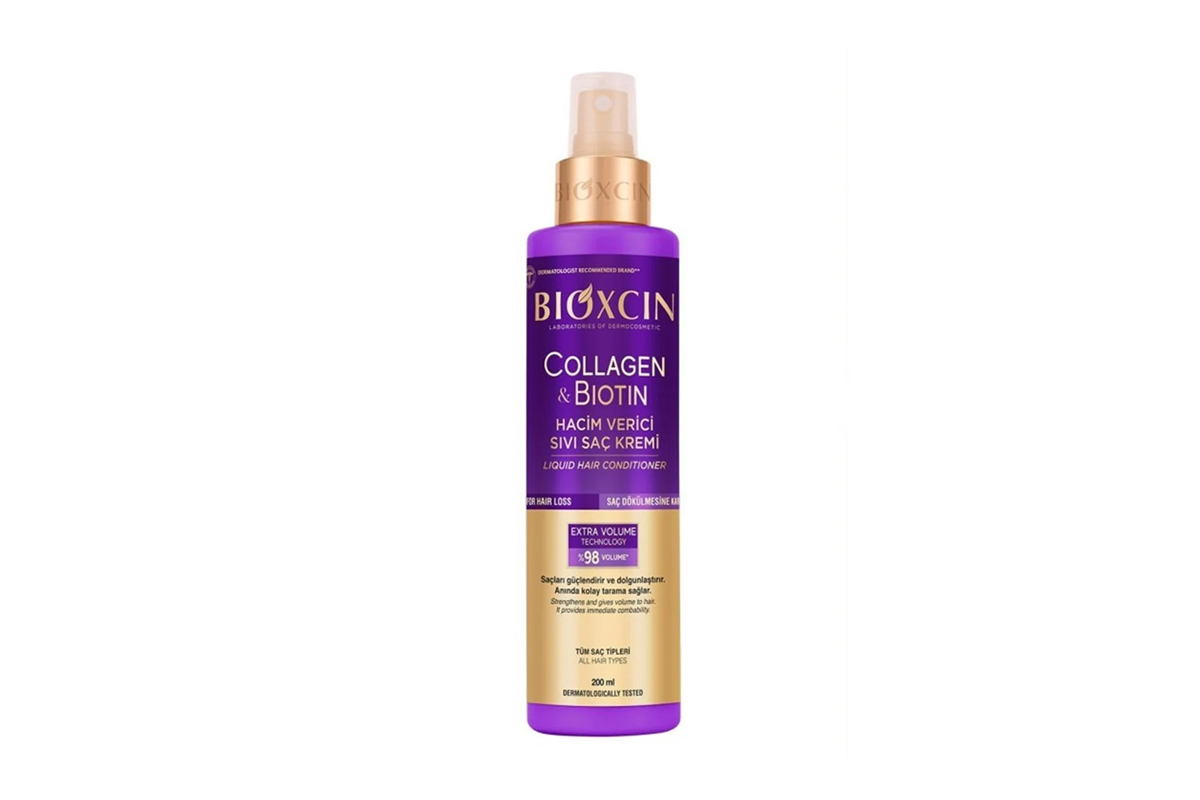 اسپری موی دو فاز ضدریزش و حجم دهنده بیوکسین مدل کلاژن و بیوتین حجم 200ml